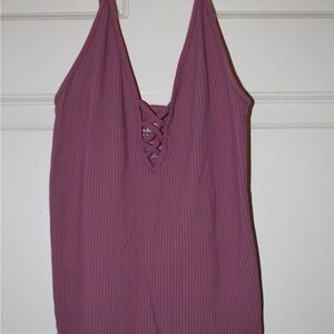 Pink-Purple Stretchy Tank Top with Crisscross Detail